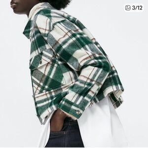 Zara Dark Green & White Plaid Shacket